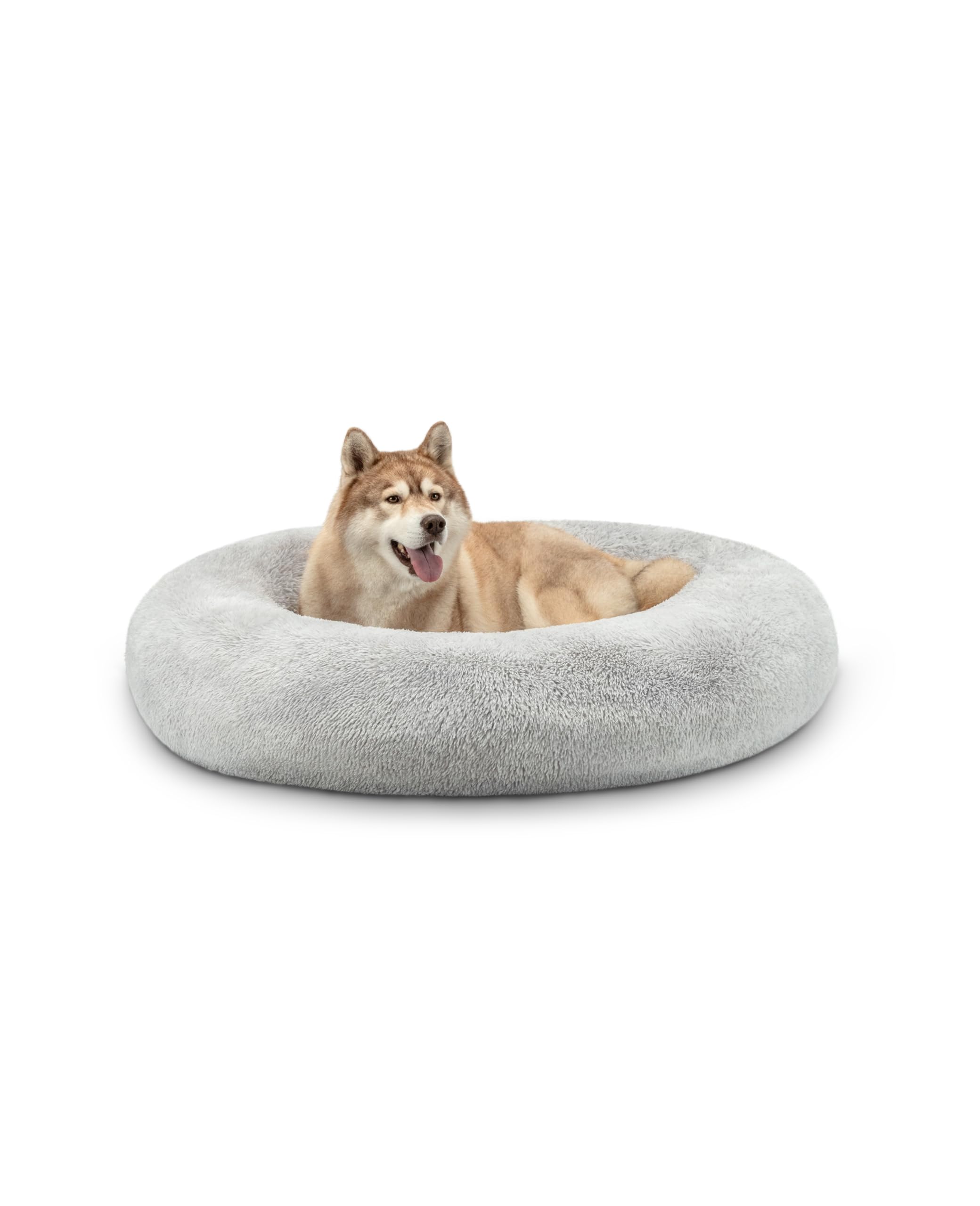 lionto Donut Bed for Dogs and Cats, Round Dog Bed, Ø 120 cm, Light Grey
