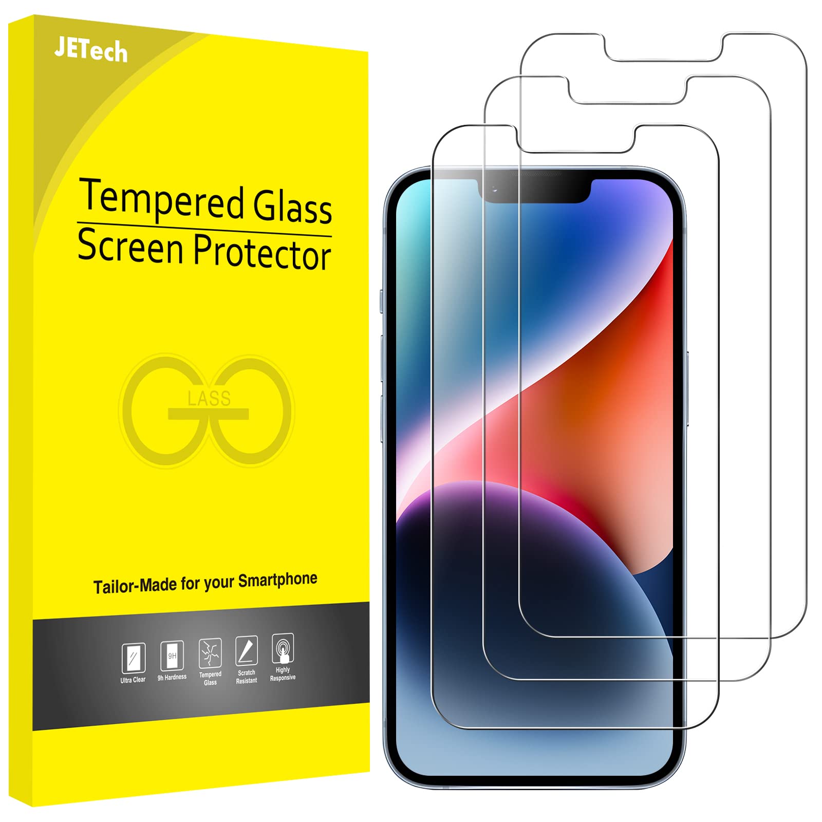 JETech Screen Protector for iPhone 14, 3-Pack