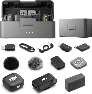 DJI Mic 3 (2 TX + 1 RX + Charging Case) + Lightning Adapter | Wireless Lavalier Mic for iPhone/Camera/Android, Adaptive Gain, Dual Band, 32-bit Float, 400m Transmission, 28h Use