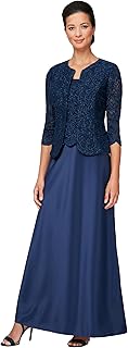 Alex Evenings Women's Two Piece Mother of the Bride Dress with Lace Jacket Special Occasion Dress