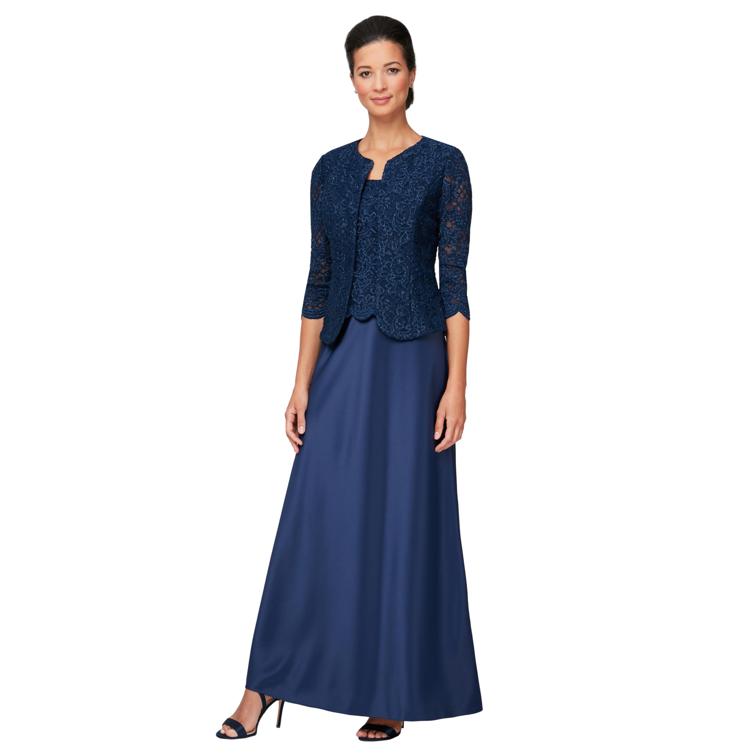 Alex Evenings Women's Two Piece Mother of the Bride Dress with Lace Jacket Speci
