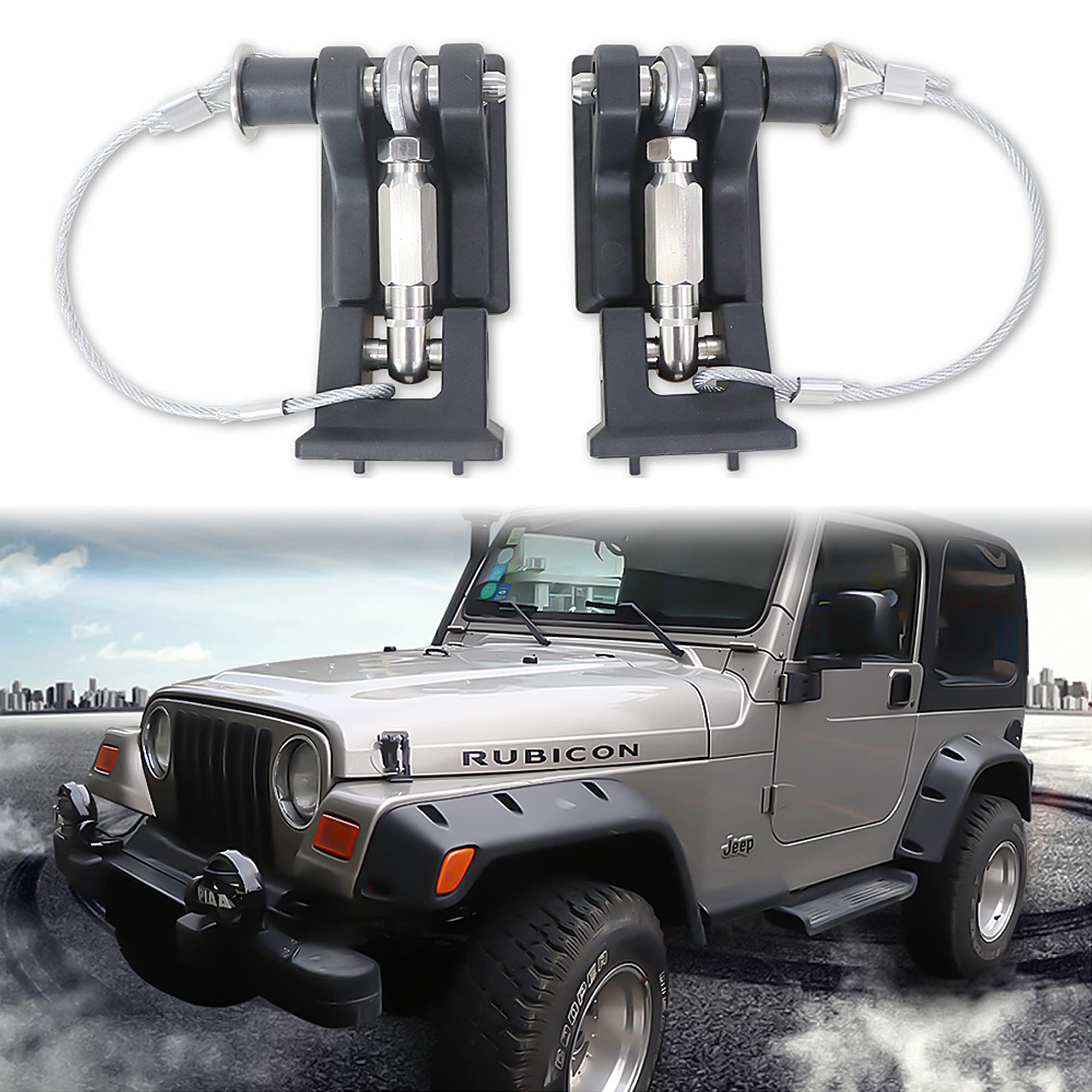 sukemichi TJ Hood Latches Locking Hood Latch for 1997-2006 Jeep Wrangler TJ | Al