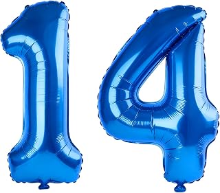 40 Inch Number 14 Balloons for 14th Birthday Party Decorations,0-100 Dark Blue Large No.14 Digital Balloons for Girls Boys and Daughter Son, Helium Foil Number Balloons for Wedding Anniversary