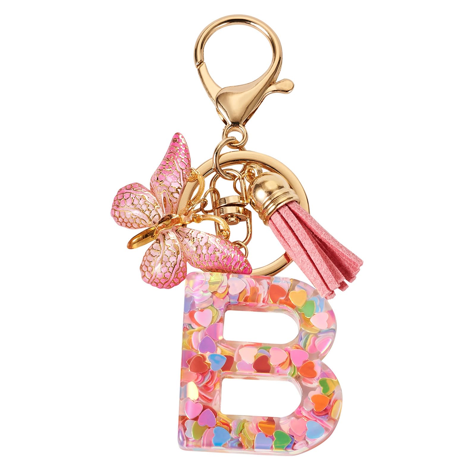 1 x Initial Letter Keychain for Women with Butterfly Tassel Alphabet Letters for