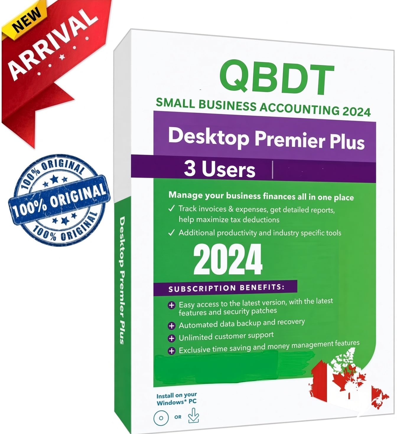Quick - Books Desktop Premier Plus 2024 | 3 Users | CANADA Version | NO DVD | LI