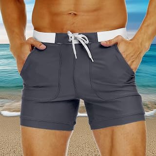Men's Quick Dry Swim Shorts Beach Shorts with Pockets Mesh Lining Swimwear