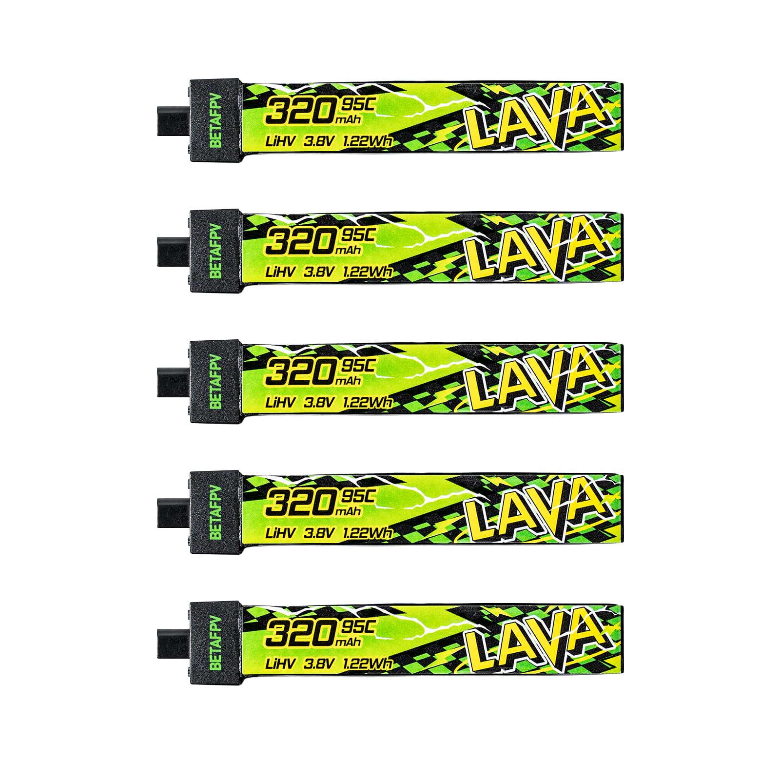 BETAFPV 5pcs Lava II 1S 320mAh LiHV Battery 3.8V 95C with BT2.0 Connector | Upgr