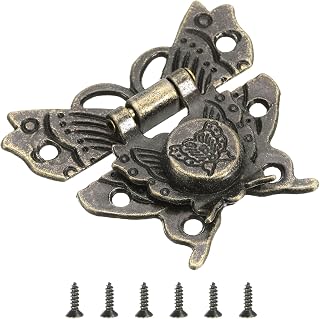 Latch Latch, 43 x 51mm Butterfly Decorative Retro Box Toggle Latch Hidden Button Buckle Clasp with Screw Jewelry Box Suitcase Toolbox Wooden Case, Bronze