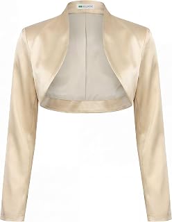 Bolerose Formal Long Sleeve Satin Bolero Jacket