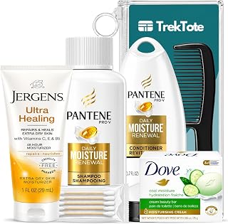 Travel Shampoo and Conditioner Set with Travel Size Lotion, Soap and Comb | Travel Size Shampoo, Conditioner, Lotion, Bar Soap And Comb. Premium Name Brand Toiletries In A TSA Approved Clear Bag