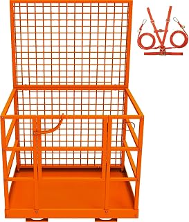 MAXSA 43"X45" Forklift Safety Cage, 1800 LBS 2-Man Forklift Man Basket | Collapsible with Lock Heavy Steel Work Platform with Safety Harness,Fits Standard Forklift & Pallet Jack,for Construction