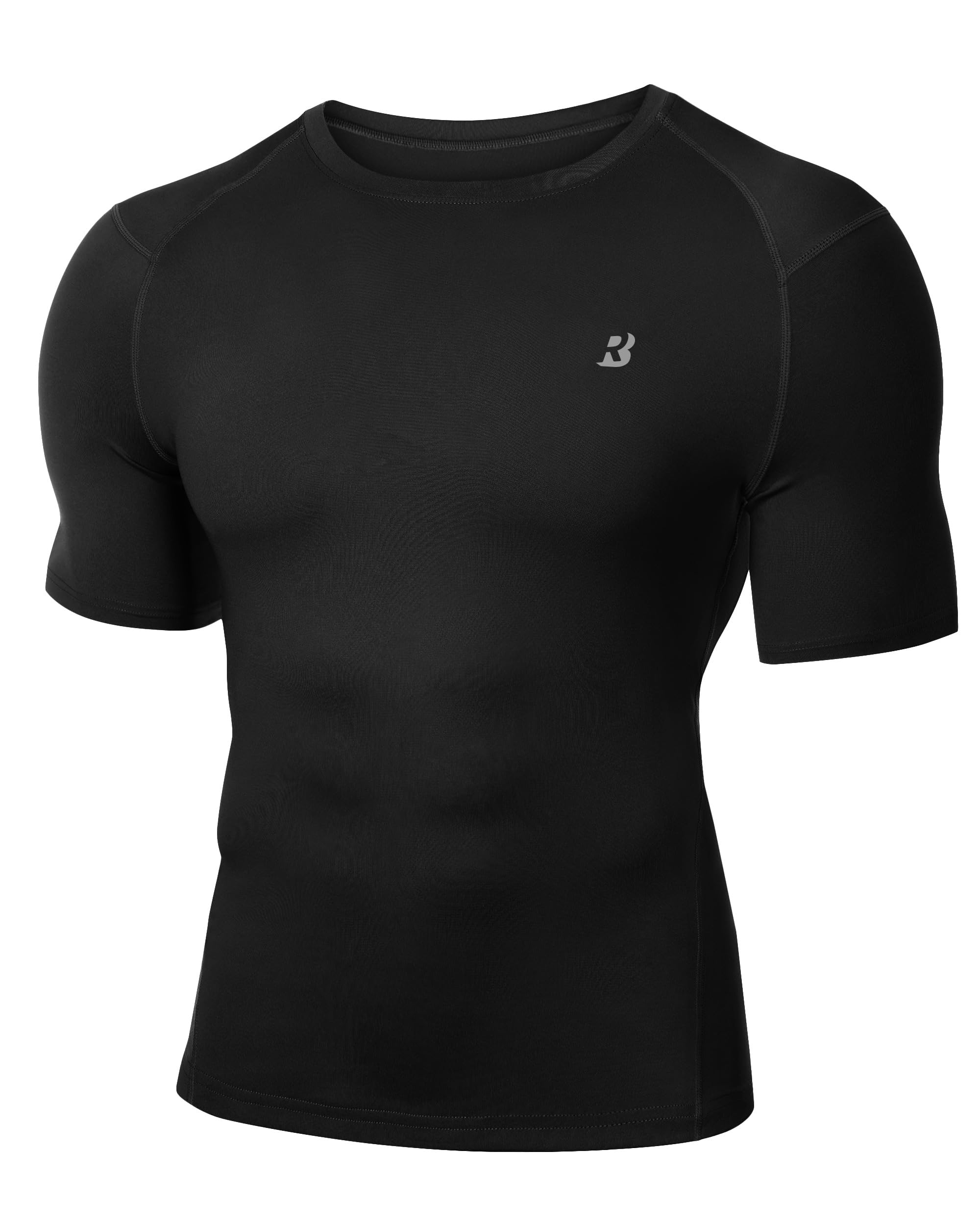 Roadbox Mens Compression Shirt Short Sleeve, Cool Dry Football Base Layer