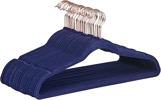 Amazon Basics Hangers for Suits, Velvet, Non-Slip, Navy Blue, Rose Gold, 30 Pack