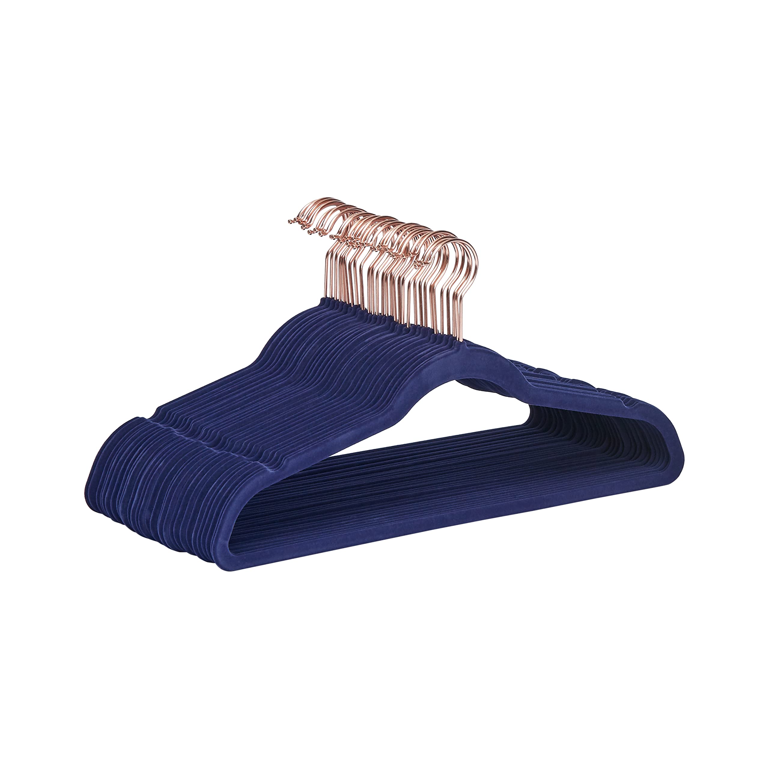 Amazon Basics Hangers for Suits, Velvet, Non-Slip, Navy Blue, Rose Gold, 30 Pack