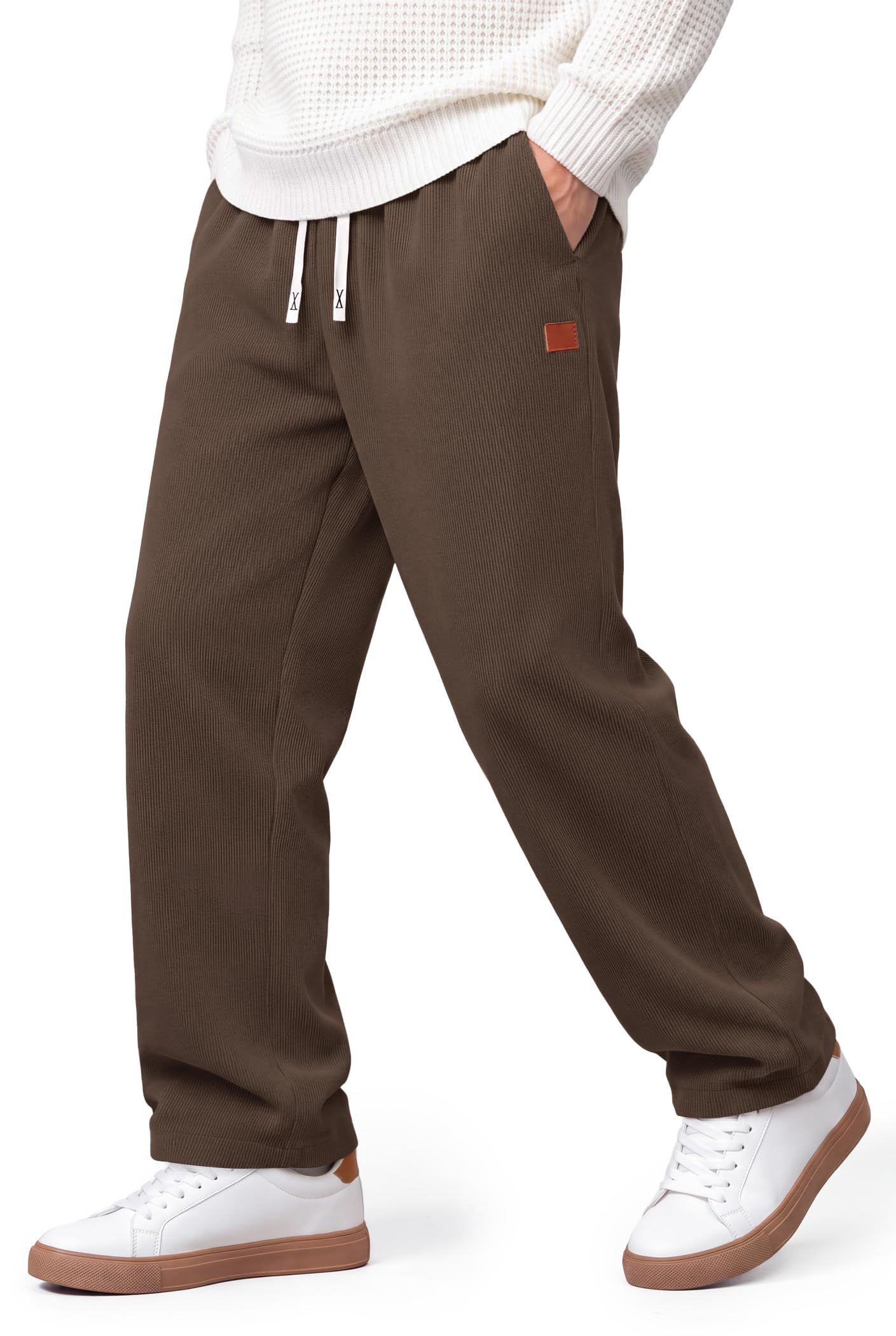 COOFANDY Mens Corduroy Pants Casual Elastic Waist Drawstring Sweatpants