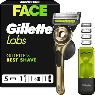 GilletteLabs with Exfoliating Bar, Razor for Men, 1 Handle Plus 5 Refills | 5 Bladed System, Everglide Lubrastrip for Skin Comfort, Includes Wall hanger and Convenient Travel Case
