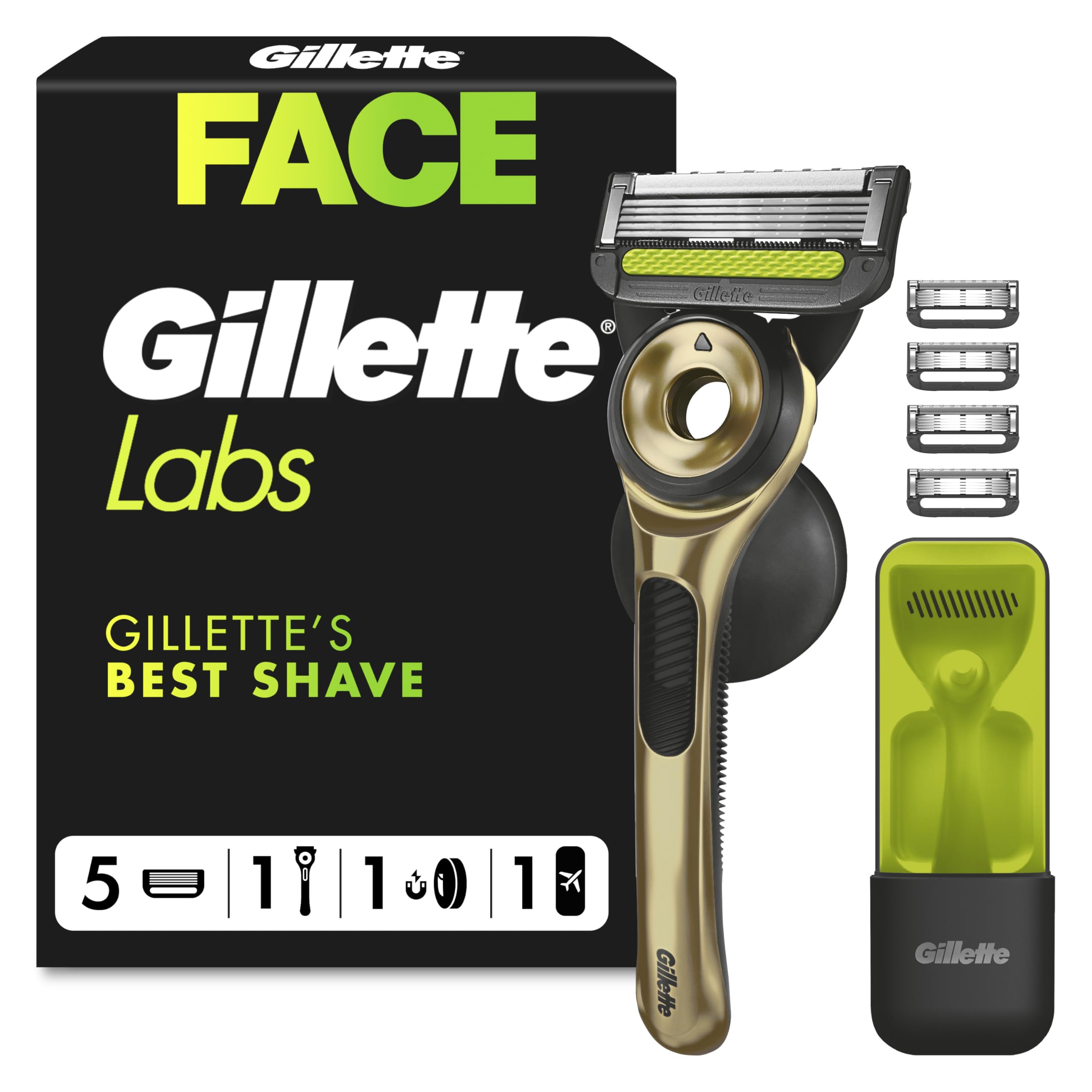 GilletteLabs with Exfoliating Bar, Razor for Men, 1 Handle Plus 5 Refills | 5 Bl