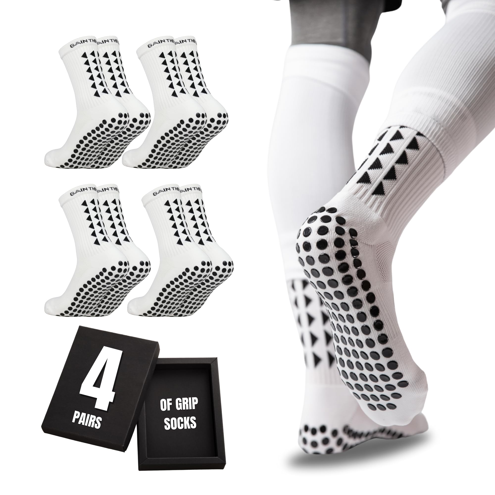 Gain The Edge Soccer Grip Socks - Set - White