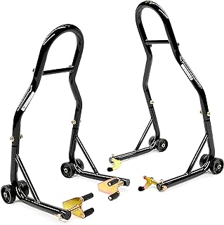 Venom Motorcycle Stand Lift, Front & Rear Combo 850 lbs Capacity Universal Fit, Heavy Duty Paddock Stand, Swingarm Spool Lift Stand, Compatible with Yamaha Honda Kawasaki Suzuki Ducati BMW Sport Bike