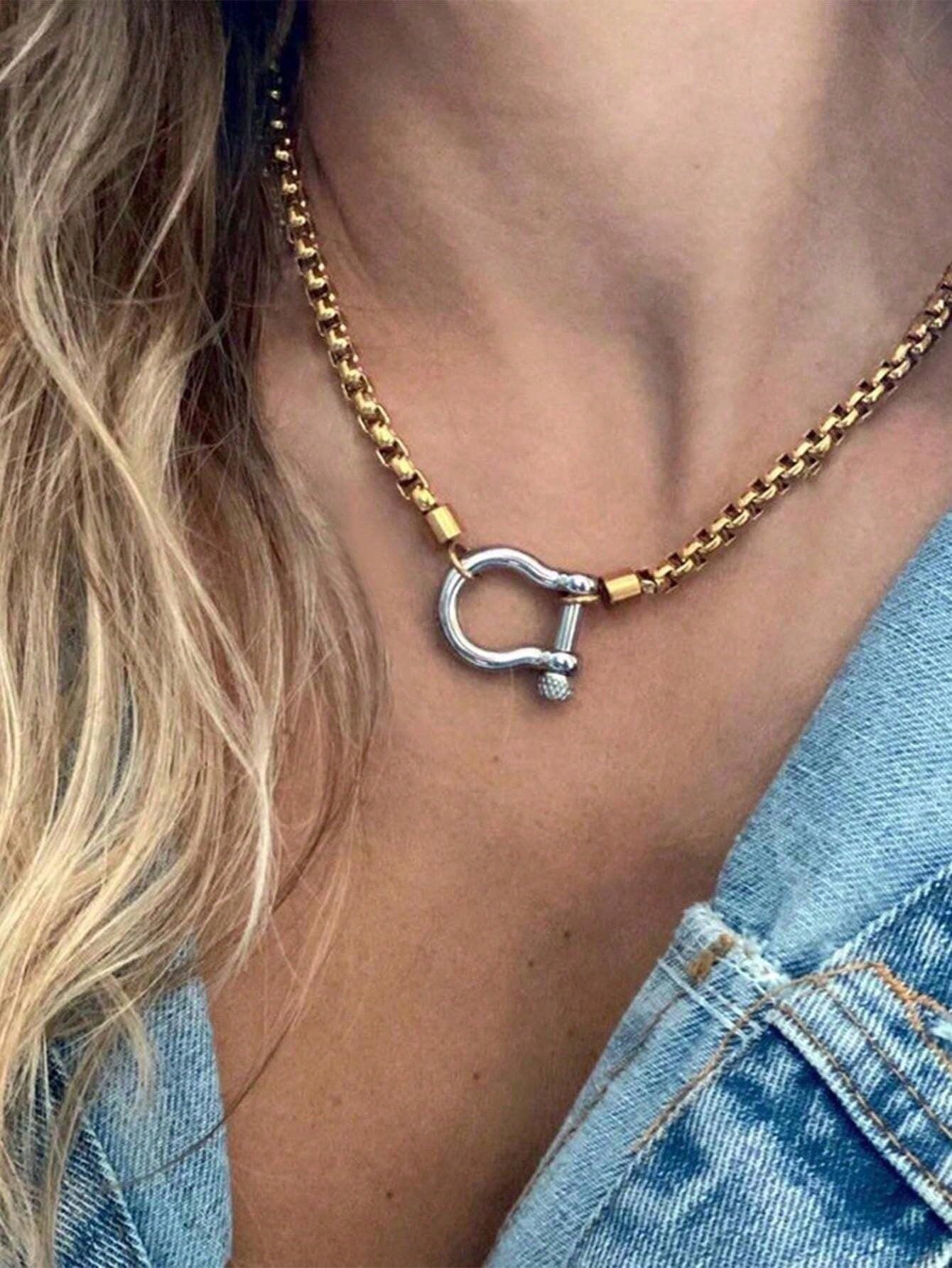 Bold Chunky Gold Necklace for Women Gold Toggle Chain Necklace Statement Link Je