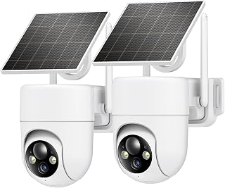 Oculview 2K Solar Security Cameras Wireless Outdoor, 2PCS Outdoor Camera Wireless with 360° View, Cameras for Home Security with Color Night Vision, Only Support 2.4GHz Wi-Fi