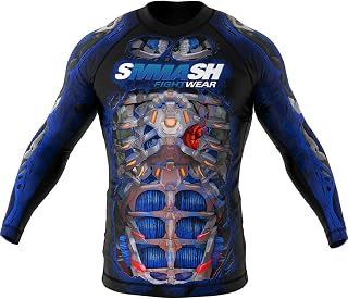 SMMASH Rashguard for Men with Long Sleeves, Sports Shirts for MMA, Sports Tights for Krav Maga BJJ K1 Karate Muay Thai, Breathable and Antibacterial Material