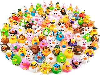 XY-WQ 100 Pack Rubber Duck for Jeeps Ducking, Baby Bath Toy Assortment | 2.3 Inch Bulk Floater Duck for Kids - Party Favors, Birthdays, Bath Time, and More (50 Varieties)