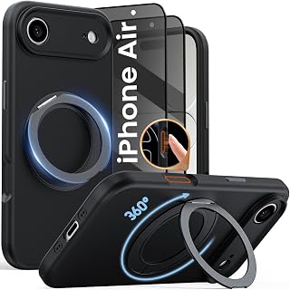 for iPhone Air Case with 360° Spin Magnetic Stand, Black
