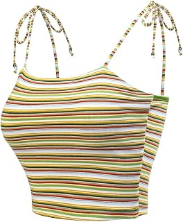 Allegra K Women Tops Multicolored Striped Camisoles