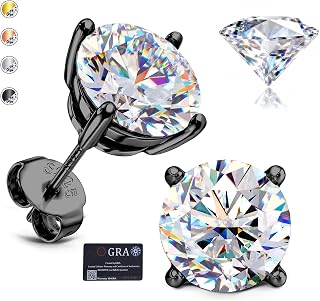 GEMQUEEN Moissanite Earrings Studs Solid 925 Sterling Silver Hypoallergenic
