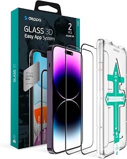 Deppa Screen Protector for iPhone 14 Pro Max (6.7 Inches) Tempered Glass Ultra Resistant 9H Full Coverage Anti-Scratch 2 Pieces