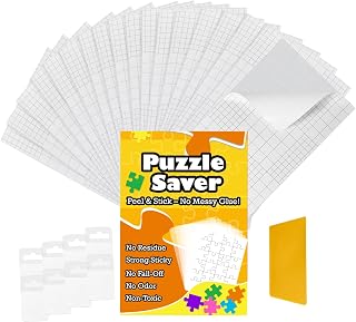 Puzzle Saver Sheets,18 PCS Clear Adhesive for 3x1000-Piece | Ultra Strong No Mess Alternative to Liquid Glue, with 8 Adhesive Hangers, Easy Wall Display for Home Décor & Gifts