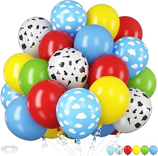 HILAVO Toy Inspired Story Balloons 12 Inch Cow Print Blue Cloud Balloons