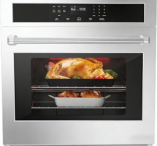 34 Inch Electric Single Wall Oven, 4.8 Cu.Ft Built-in Convection Oven with Bake Broil Rotisserie Functions, Safety Lock, Touch Control, Stainless Steel