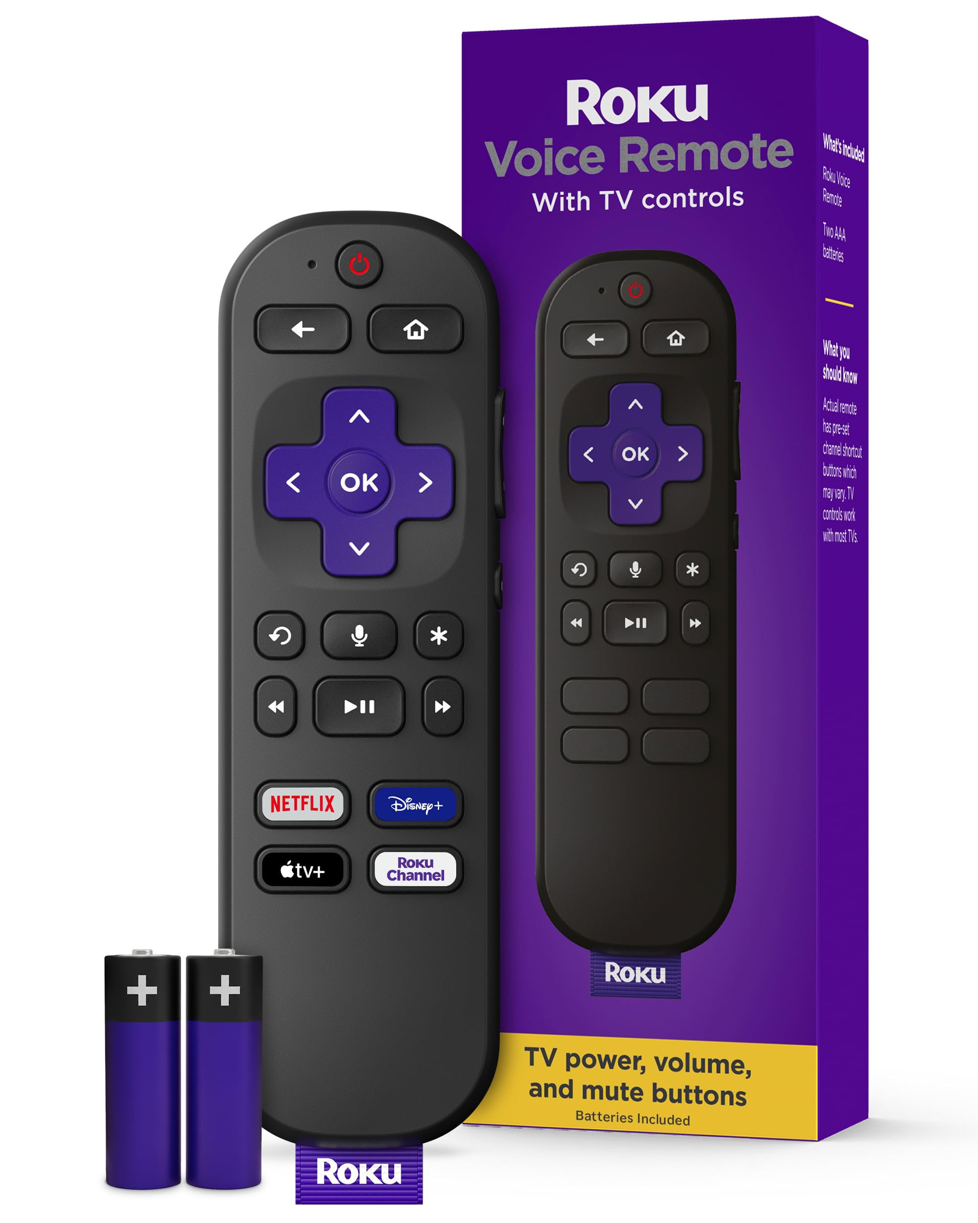 Roku Voice Remote | Replacement TV Remote Control with Voice Control, Simple Set