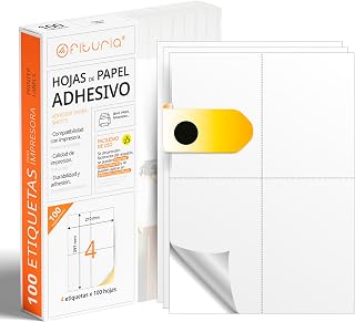 White Adhesive Labels, Create Your Custom Stickers for Any Surface, A4 Paper Safe Adhesive, Adhesive Label to Print – Ophituria (4 per sheet, 100h)