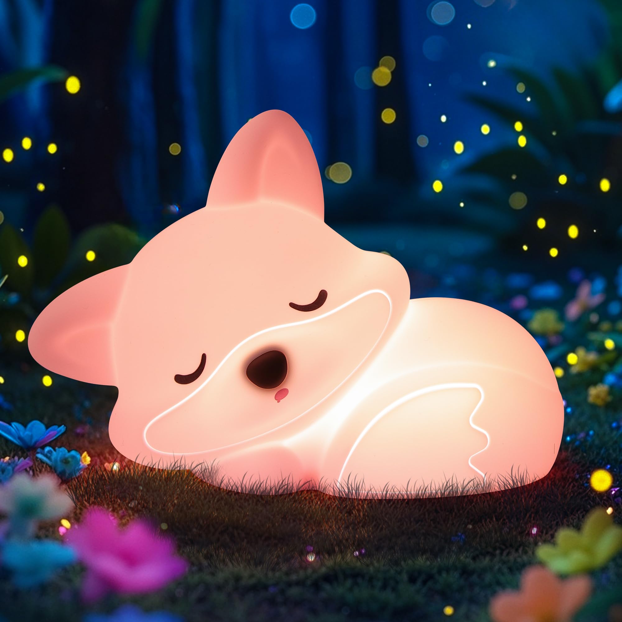 CoolGift Mart Fox Night Light, Cute Fox Silicone Night Light Gifts for Girls 8-1