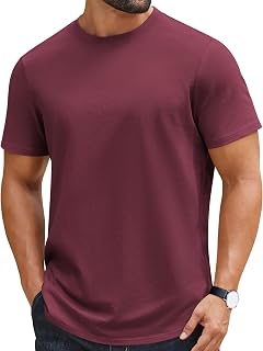 COOFANDY Men's T-Shirt 100% Cotton Crew Neck Basic Summer T-Shirt Solid Colour Regular Fit