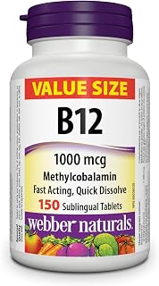 Webber Naturals Vitamin B12 1000 mcg, 150 Tablets, Value Size | Quick Dissolve, Supports Energy Production and Metabolism
