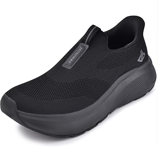 JACKSHIBO mens orthotic sneakers wide toe arch support walking cushioned thick no drop metatarsal pads
