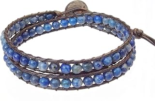 Genuine Stone Wrap Bracelets for Women Natural Crystal Beaded Wrap Bracelet 2/3/5 Adjustable Bohemian Bracelets Jewelry Gifts for Women Mom