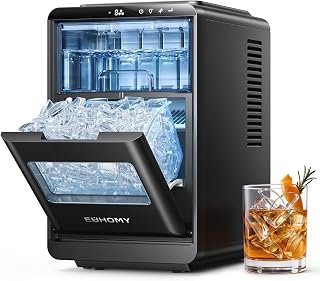 EUHOMY Countertop Crescent Ice Maker, 16Pcs in 12Mins, 35Lbs/24H, Auto Deep Cleaning, Timer, Adjustable Ice Thickness, Portable Ice Cube Maker for Whiskey/Coffee/Soft Drinks