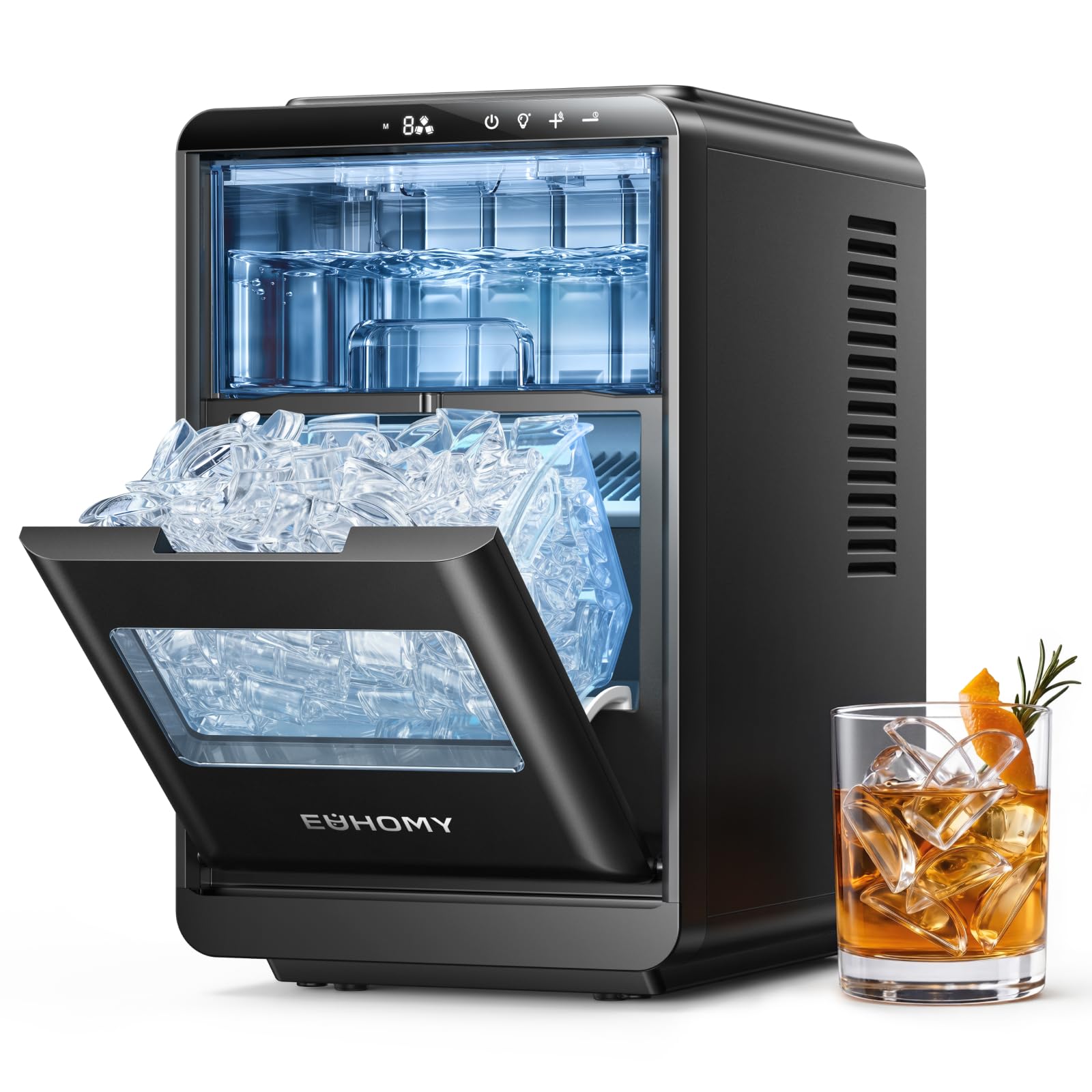 EUHOMY Countertop Crescent Ice Maker, 16Pcs in 12Mins, 35Lbs/24H, Auto Deep Clea