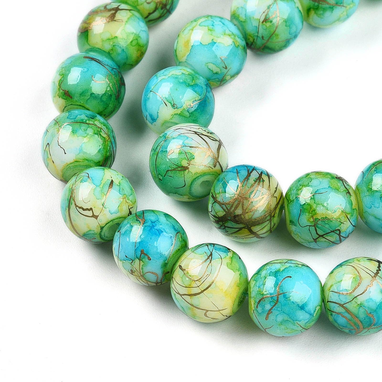 100pcs 10mm Crackle Glass Round Beads for Jewelry Making Imitation Jade Loose Sp