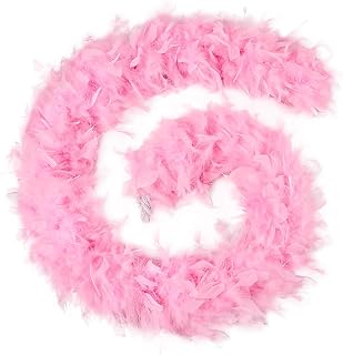 FeelfunFeather Pink Feather Boa - 45g 2 Yards Turkey Boas Feathers for Party Bulk Wedding Concert Carnival Halloween Christmas Costume Decoration