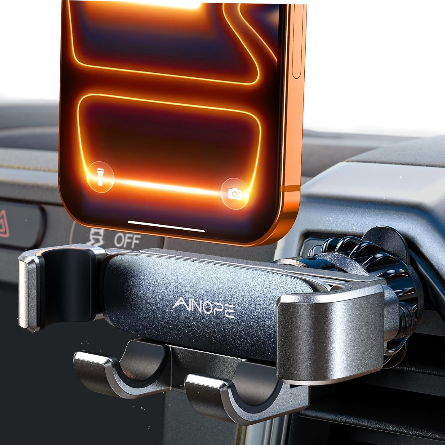 AINOPE Air Vent Phone Holder, 2024 Gravity Air Vent Car Mount for iPhone with La