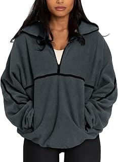 Yimoon Women's Oversized Sweatshirt Quarter Zip Fleece Pullover Casual Long Sleeve Loose Fall Fuzzy Tops Jacket Pockets