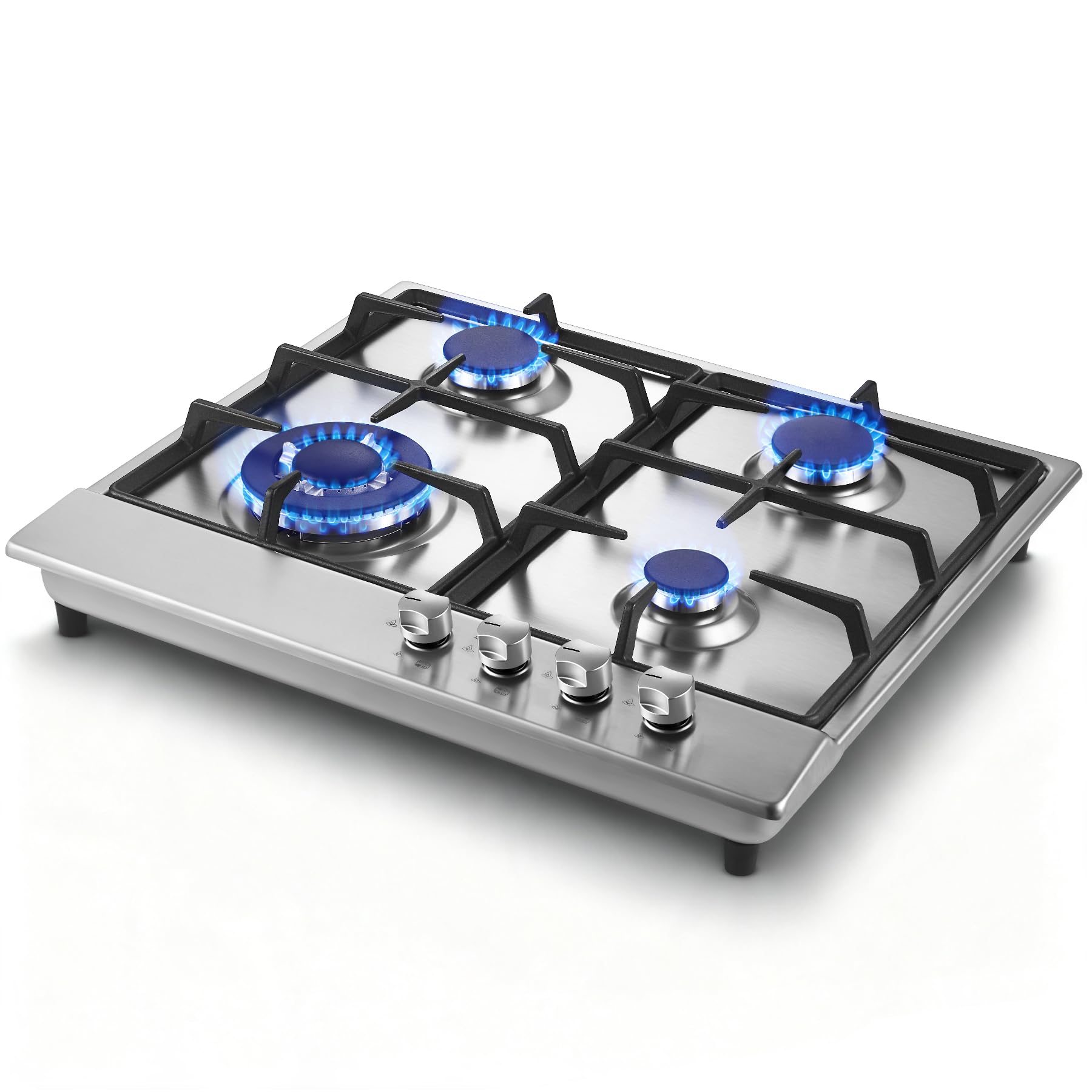 24 Inch Gas Cooktop, 4 Burners Propane Cooktop, NG/LPG Convertible | ETL Certifi