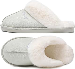 Donpapa Men's Winter Plush Slippers in Suede Effect