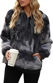 Yanekop Womens Fleece Pullover Oversized Sherpa Jacket Half Zip Pullover